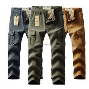 กางเกงคาร์โก้ไซส์ใหญ่พิเศษสำหรับผู้ชายกางเกงผ้าฝ้ายเอวสูงปานกลางแนวลำลองทรงตรงระบายอากาศได้ดี - Product Image 6