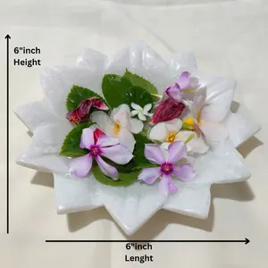 Cuenco de Mármol Tallado Artesanal, Decoración de Lujo para Comedor, Hecho a Mano, Forma de Flor Contemporánea, Decoración para el Hogar para Aniversario - Product Image 3