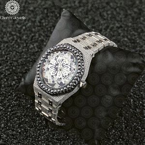 Montre ronde de luxe Charm_Jewells en acier inoxydable, analogique à quartz, pour homme, 40 mm, verre saphir, lumineuse, fermoir pliant - Product Image 1