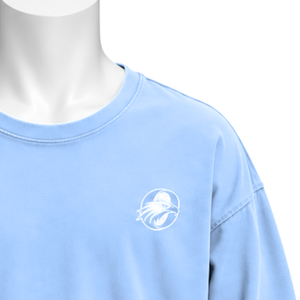 Camiseta Oversize de Manga Larga de Algodón Azul Bebé con Efecto Lavado Vintage, Hombros Caídos, Estilo Casual Urbano, Top Holgado - Product Image 5