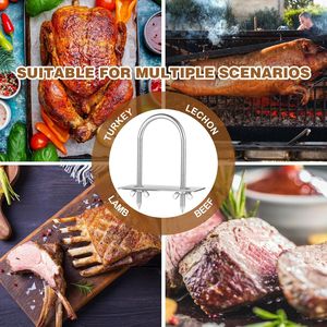 Set da 4 Forchette per Girarrosto in Acciaio Inossidabile da 5,5 Pollici di Lunghezza e 2 Pollici di Larghezza, con Bullone a U, per Spiedo di Maiale, Accessori per Barbecue - Product Image 3