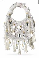 Sac Potli artisanal de luxe vert émeraude avec perles et broderies en cristal, en coton, avec cordon de serrage, pour soirées et fêtes, pour femmes et jeunes filles
