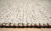 Tapis d'intérieur HARI ENTERPRISES HE419 fait main en laine tressée épaisse à poils ras, tapis de luxe moderne tissé à la main, couleur neutre