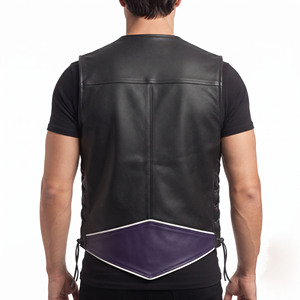 <b>Men</b> Button Down <b>Leather</b> <b>Waistcoat</b> <b>Men's</b> <b>Leather</b> Sleeveless Vest <b>Men's</b> V-Neck <b>Leather</b> Waist Coat <b>Men</b> <b>Leather</b> Pockets Vest - Product Image 2