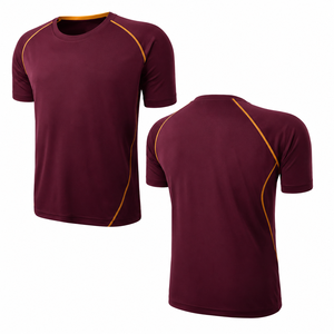 Men custom knitted Plain maroon Cotton T <b>Shirts</b> Short Sleeve Breathable quickdry gym t <b>shirt</b> slim fit training athletic wear - Product Image 1