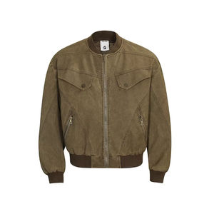 Blouson bomber en toile pour homme, fermeture éclair, col montant, couleur unie, coupe classique, en coton, idéal pour l'automne - Product Image 2