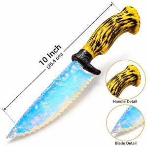 Cuchillo Decorativo Estilo Ópalo de 10 Pulgadas, Hoja Azul Translúcida, Mango de Resina Tallada, Decoración Gótica para Altar - Product Image 2