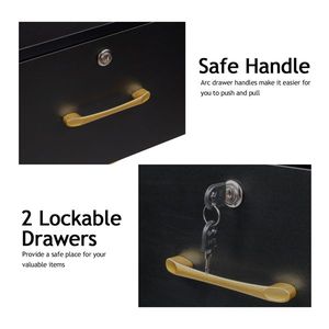 Carrello da Salone in Truciolato E0 da 15 cm con Superficie in Canapa, Due Cassetti e Tre Fori di Bloccaggio, Colore Nero - Product Image 4