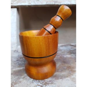 Mortero y Maja de Madera de Acacia Hechos a Mano, Utensilios de Cocina para Hierbas y Especias - Product Image 5
