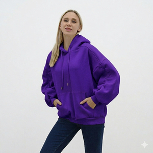 Sweat-shirt à capuche oversize professionnel pour femme, en molleton décontracté, à manches longues, avec poche kangourou et cordon de serrage - Product Image 5