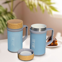 (Exemple de commande) IKUK IKMI-500S 16oz/500ml Tasse à café isotherme en acier inoxydable à double paroi avec revêtement en porcelaine et poignée