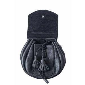 Sporran traditionnel des Highlands en cuir véritable noir avec chaîne, ensemble pour kilt écossais, tenue écossaise - Product Image 3