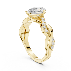 Anillo de Compromiso de Oro Amarillo con Diamante Cultivado en Laboratorio, Corte Pera, Anillo de Boda con Pavé para Mujer, Joyería Fina - Product Image 3