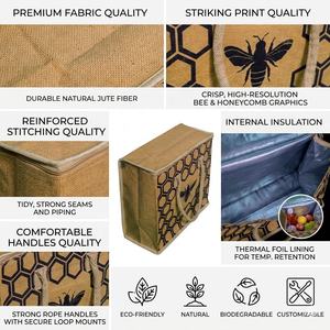 Large Eco Friendly Jute Picnic Tote <b>Bag</b> with Long Shoulder Handles - Product Image 3