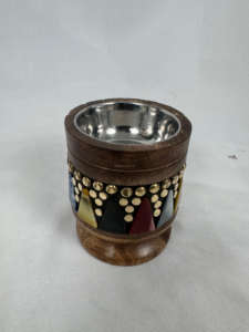 เชิงเทียนไม้ทำด้วยมือพร้อมอัญมณีสไตล์ทางศาสนาฝังเรซิ่นและหินตกแต่งบ้าน - Product Image 3