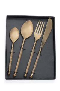 Luxury Brass Gold Serving Utensils Handcrafted Twisted Rope Handle Serving <b>Spoon</b> <b>Fork</b> <b>Set</b> Wholesale - Product Image 3