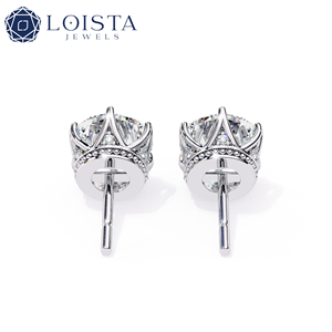 ต่างหูเพชร LOISTA ทรงกลม ทรงบริลเลียนท์คัท ทองคำขาว เครื่องประดับหมั้นสำหรับผู้หญิง ได้รับการรับรองจาก GIA - Product Image 3