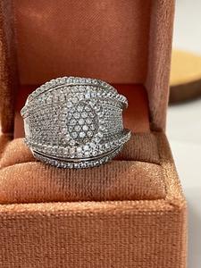 Anillo de Plata de Ley 925 con Baño de Platino y Engaste de Pavé, Estilo Hip Hop, Anillo de Compromiso con Diamantes para Mujer, Regalo para Mamá - Product Image 3