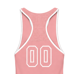 Débardeur de natation rose corail et blanc, sans manches, dos nageur, léger, séchage rapide, respirant, pour l'entraînement et la performance athlétique - Product Image 3
