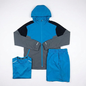 2025 New Unisex Solid Ombre Red <b>Gold</b> <b>Metallic</b> Lightweight Polyester Waterproof Windbreaker Jacket Shorts Set EKIN Logo Tracksuit - Product Image 1
