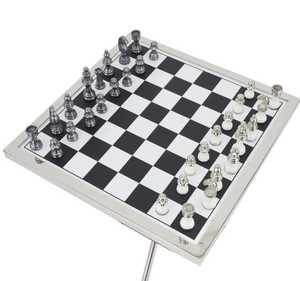 Mesa de Ajedrez Moderna con Cubierta de Vidrio Espejado y Estructura Metálica para Muebles de Sala de Estar - Product Image 3