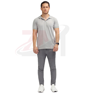 Camisetas de golf para hombre con logotipo bordado personalizado, de alta calidad, tejidas, transpirables, de poliéster y algodón. - Product Image 4