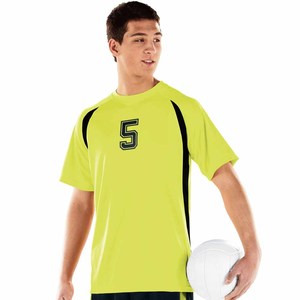 Ensemble de maillot de volley-ball pour hommes, deux pièces, col en V, manches courtes, blocs de couleurs rouge et blanc, kit sportif - Product Image 6