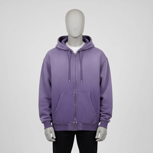 Sudadera con capucha morada sólida personalizada para hombre, tela premium, diseño minimalista, cremallera completa, cordón ajustable, bolsillo canguro, para uso diario - Product Image 1