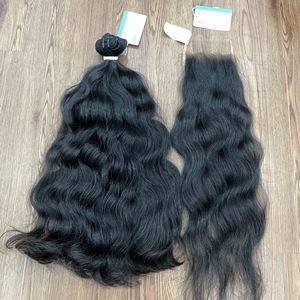 Artículos populares: Cabello humano vietnamita 100% natural, negro, con cierre de cabello virgen y frontal de encaje HD. Disponible en stock, listo para enviar. - Product Image 6