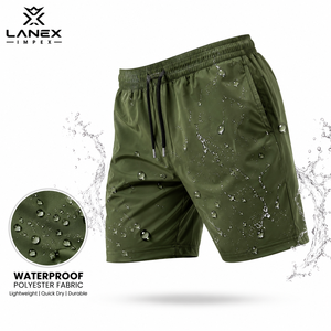 Shorts de Baño Personalizados para Hombre, Color Verde, Impermeables y de Secado Rápido |   Pantalones Cortos de Playa Ligeros de Poliéster con Cintura Elástica y Cordón Ajustable - Product Image 1