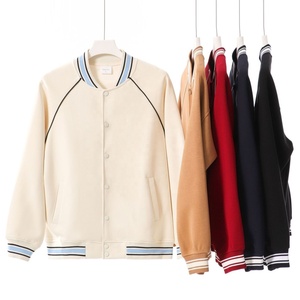 เสื้อแจ็คเก็ตวาร์ซิตี้สีเบอร์กันดีสำหรับผู้ชาย คอปกพับได้ ทรงปกติ ผลิตจากโพลีเอสเตอร์ เหมาะสำหรับใส่ในฤดูใบไม้ร่วง สไตล์เพรปปี้ ผ้าถัก - Product Image 5