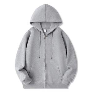 Manteau à capuche zippé imprimé numériquement, sweat à capuche uni en coton pour homme avec cordon de serrage, vente en gros - Product Image 1