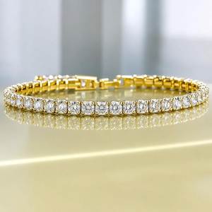 Pulsera de tenis de lujo de plata de ley con diamantes cultivados en laboratorio de talla brillante engastados a mano, certificados IGI, diamantes de 4 mm. - Product Image 4