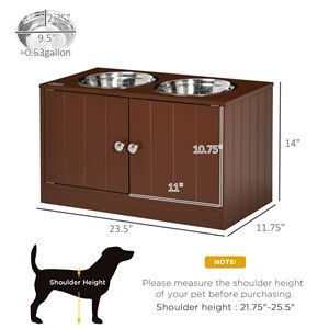 Supporto Rialzato per Ciotole per Cani Marrone con Mobiletto Contenitore, Stazione di Alimentazione per Animali Domestici per Piccioni - Product Image 3