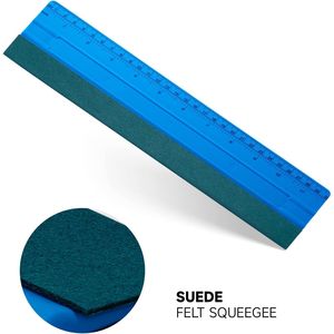 Righello universale in vinile PP rigido blu da 12 pollici (30 cm) con raschietto a 4 angoli per installazione pellicole oscuranti vetri, con feltro - Product Image 2