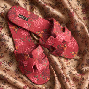 Bold Stunning Printed Velvet Upper Women's <b>Slide</b> for Anti-Slippery Non-Slip Midsole Fashion Trend Design for Casual Festive - Product Image 3