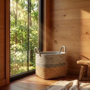 Natural Fiber <b>Storage</b> <b>Baskets</b> <b>Square</b> Woven Bin Handcrafted Laundry Hamper Balinese Artisan Patterned Organizer Boho Home Decor - Product Image 3