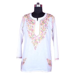Chikan Kurti vente en gros DR155 gros Lucknowi coton Chikan Kurtis Western fête porter Designer Kurtis nouveauté fantaisie chaude - Product Image 1