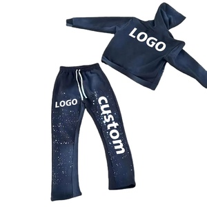 ชุดวอร์ม2ชิ้นสำหรับผู้ชายชุดวอร์มลำลองกางเกงผ้าคอตตอนสำหรับฤดูหนาวชุดวอร์ม2ชิ้นทรงหลวมออกแบบโลโก้ได้ตามต้องการ - Product Image 1