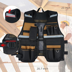 High Quality Tools Vest Black Tactical Security <b>Construction</b> reflective Safety Clothing Vest New style Polyester Tool <b>Work</b> Vest - Product Image 4