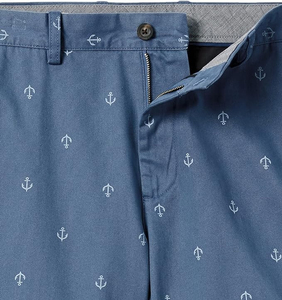 Shorts Bermuda pour Homme, Imprimé Ancre Bleue, Taille Moyenne, Style Décontracté, avec Poches, Fermeture à Boutons, Tissu en Coton Tissé - Product Image 4