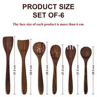Ensemble d'ustensiles en bois KHATI HOUSE Woodland Gourmet, 6 pièces, ustensiles de cuisine en bois naturel artisanaux de qualité supérieure