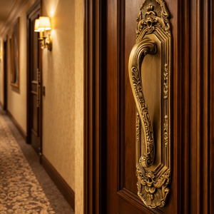 Manija de Puerta de Hotel de Latón Aurelius Cartouche, Moderna, Duradera y de Lujo |   Entrada Principal Clásica Decorativa Ornamentada para Exteriores - Product Image 4