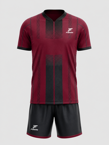 Conjunto de Camiseta de Fútbol para Hombre F2WIN, Rojo y Negro, Manga Corta, Absorbe la Humedad, Cintura Elástica, Malla de Poliéster, Ajuste Atlético - Product Image 1