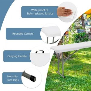 Panca Pieghevole Portatile da Picnic da 6 Piedi con Maniglia per il Trasporto, Capacità 550 Libbre, Ideale per Piatti e Stoviglie - Product Image 6