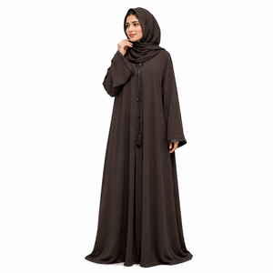 Grace Flow Abaya Moonlight Satin Abaya Pearl Line Abaya Noura Layered Abaya Modern Farasha Abaya - Product Image 5