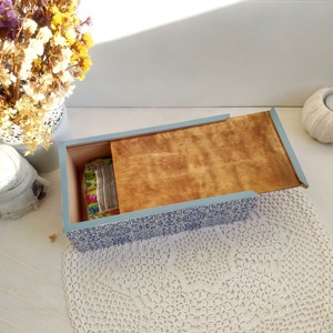 Caja de pañuelos de madera con estampado náutico, caja de pañuelos de madera con estampado costero para decoración de casas de playa, caja de accesorios al por mayor - Product Image 4