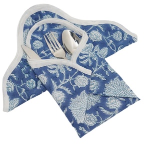 Ridhi 100% algodón puro azul prusiano servilletas Handblock impreso tela cuadrada moderna alta calidad hecha a mano para boda uso doméstico - Product Image 1