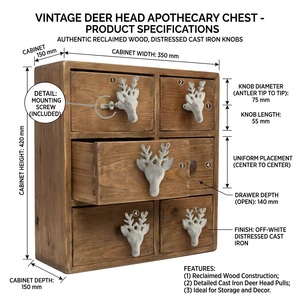 White Cast Iron Reindeer Head Cabinet Knob Industrial Design Eco-Friendly Shape Easy Installation Kitchen Wardrobe Furniture - Product Image 2