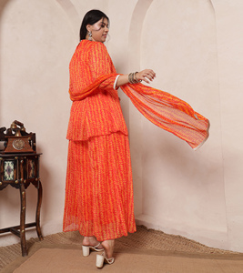 Conjunto DEEBACO para Mujer, Casual, Floral, de Gasa, Top Largo hasta el Tobillo y Sharara con Dupatta, Conjunto Coordinado, Elegante y a la Moda - Product Image 5
